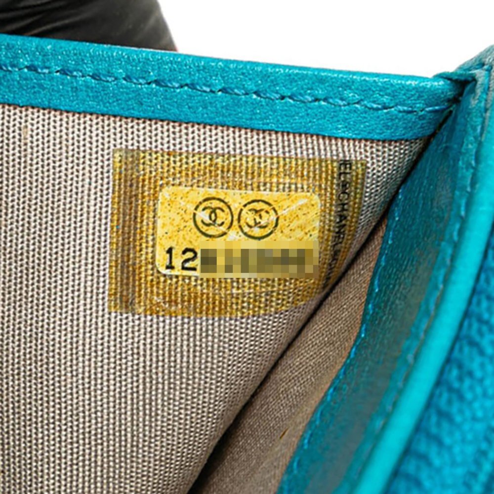 CHANEL Blue Lambskin Leather Logo Wallet - Picture 11 of 14